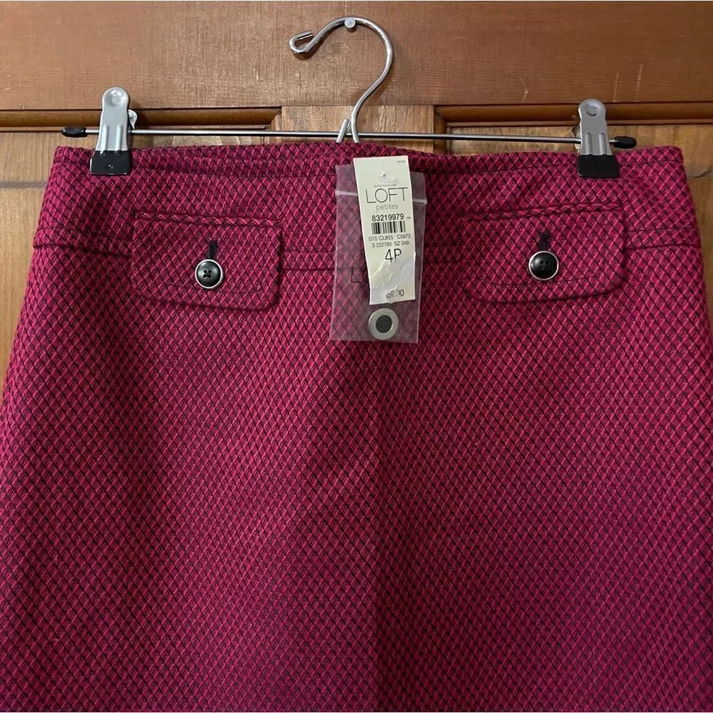 Ann Taylor Loft Petites Pink/Black Skirt Size 4 Side Zipper NWT - Picture 3 of 8